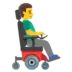 Man i motoriserad rullstol åt höger