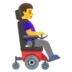 Frau im motorisierten Rollstuhl nach rechts