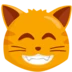 Cara de gato com sorriso a mostrar os dentes
