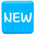 Simbolo con la parola “Nuovo” in lingua inglese