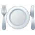 Fourchette et couteau avec assiette
