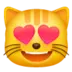 Lächelnder Katzenkopf mit herzförmigen Augen