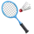 Raquete de badminton e pena