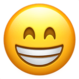 Широко улыбающееся лицо с улыбающимися глазами Эмодзи на Apple macOS и iOS iPhone