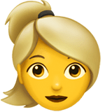 Женщина со светлыми волосами Эмодзи на Apple macOS и iOS iPhone