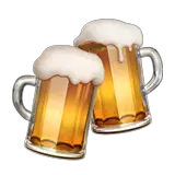 Jarras de cerveza brindando en Apple macOS y iOS iPhones
