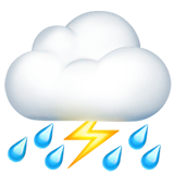 Nuvola con fulmine e pioggia su Apple macOS e iOS iPhones