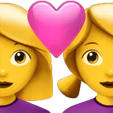 Duas mulheres com coração nos iOS iPhones e macOS da Apple