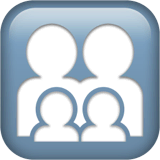 Famiglia con madre, padre e due figli su Apple macOS e iOS iPhones