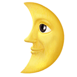 🌛 Luna en cuarto creciente con cara Emoji en Apple macOS y iOS iPhones