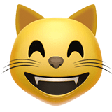 Cara de gato com sorriso a mostrar os dentes nos iOS iPhones e macOS da Apple