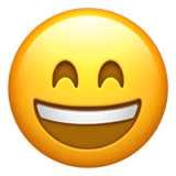 😄 Cara con amplia sonrisa y los ojos entornados Emoji en Apple macOS y iOS iPhones