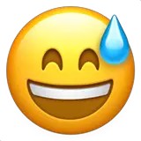 😅 Cara con amplia sonrisa, los ojos entornados y una gota de sudor Emoji en Apple macOS y iOS iPhones