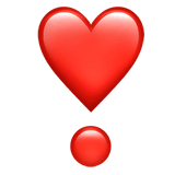 Corazón rojo como signo de exclamación en Apple macOS y iOS iPhones