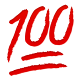 💯 Símbolo de cien puntos Emoji en Apple macOS y iOS iPhones