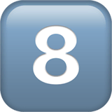 8️⃣ Tecla do número oito Emoji nos Apple macOS e iOS iPhones