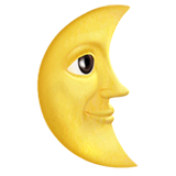 Last Quarter Moon Face Emoji on Apple macOS and iOS iPhones