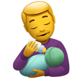 Homem alimentando bebê nos iOS iPhones e macOS da Apple