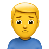Хмурый мужчина Эмодзи на Apple macOS и iOS iPhone