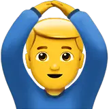 🙆‍♂️ Uomo con le braccia alzate sopra la testa Emoji su Apple macOS e iOS iPhones