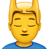 Mann, der eine Kopfmassage genießt Emoji auf Apple macOS und iOS iPhones