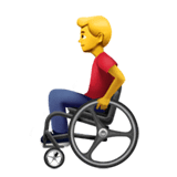 Hombre en silla de ruedas manual en Apple macOS y iOS iPhones