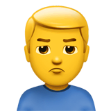 Man Pouting Emoji on Apple macOS and iOS iPhones