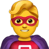Мужчина супергерой Эмодзи на Apple macOS и iOS iPhone