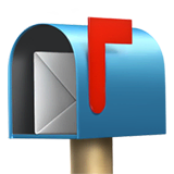 Открытый почтовый ящик с поднятым флажком Эмодзи на Apple macOS и iOS iPhone