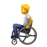 Persona in sedia a rotelle manuale su Apple macOS e iOS iPhones