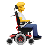 Persoon in gemotoriseerde rolstoel naar rechts on Apple