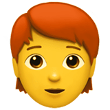 Persona con capelli rossi su Apple macOS e iOS iPhones