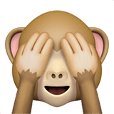 Macaco com as mãos a tapar os olhos nos iOS iPhones e macOS da Apple