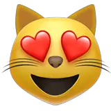Cara de gato sonriente con los ojos en forma de corazon on Apple