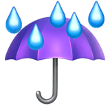 Дождь над зонтиком Эмодзи на Apple macOS и iOS iPhone