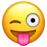 Zwinkerndes Gesicht mit herausgestreckter Zunge Emoji auf Apple macOS und iOS iPhones