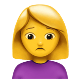 Frau mit gerunzelter Stirn Emoji auf Apple macOS und iOS iPhones