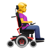 Kobieta w wózku inwalidzkim na baterie skierowana w prawo on Apple