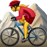 🚵‍♀️ Ciclista de bicicleta de montanha (mulher) Emoji nos Apple macOS e iOS iPhones