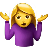 Woman Shrugging Emoji on Apple macOS and iOS iPhones