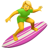 Mujer surfista en Apple macOS y iOS iPhones