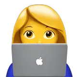 Женщина за компьютером Эмодзи на Apple macOS и iOS iPhone