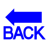 Freccia nera rivolta verso sinistra con testo BACK Emoji Docomo