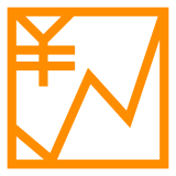 Gráfica de evolución ascendente con el símbolo del yen Emoji Docomo