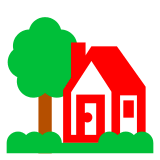 🏡 Casa con jardín Emoji en Docomo