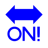 Freccia nera bidirezionale con la parola ON e il punto esclamativo Emoji Docomo