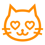 Tête de chat souriant aux yeux en forme de cœur Émoji Docomo