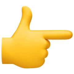 Dorso de una mano con el dedo índice señalando hacia la derecha Emoji Facebook