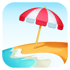 Praia com guarda-sol Emoji Facebook