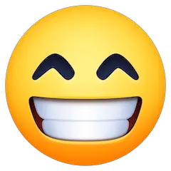 Cara con amplia sonrisa y ojos sonrientes Emoji Facebook
